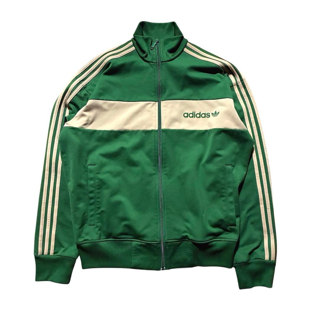 00s adidas アディダス トラックジャケット ジャージ 緑ベージュ M