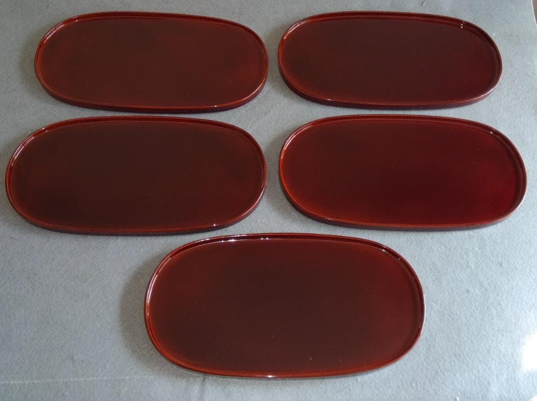 越前漆器　溜塗　極上品質菓子皿【多目的中皿】5客セット