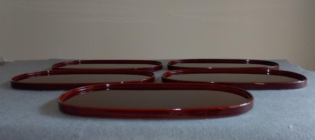 越前漆器　溜塗　極上品質菓子皿【多目的中皿】5客セット