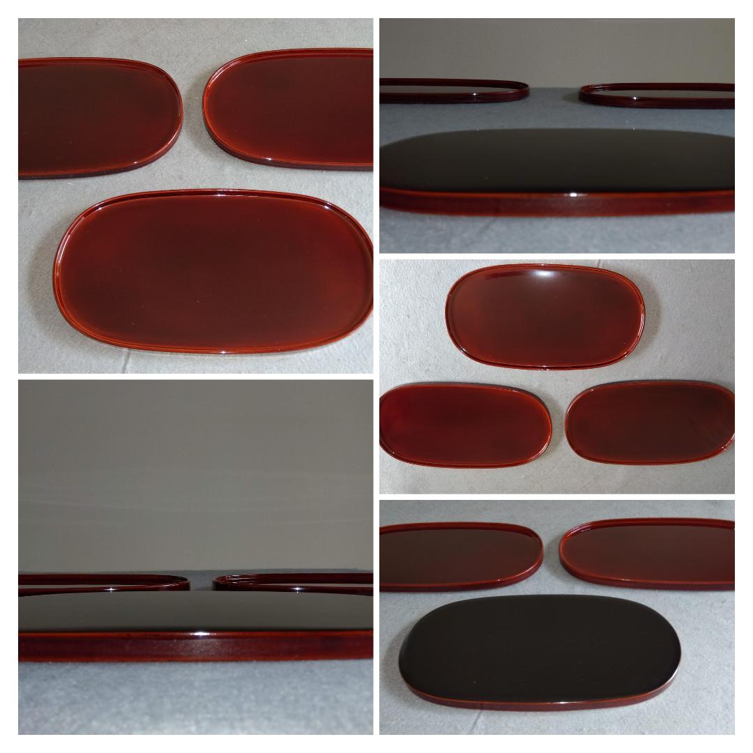 越前漆器　溜塗　極上品質菓子皿【多目的中皿】5客セット