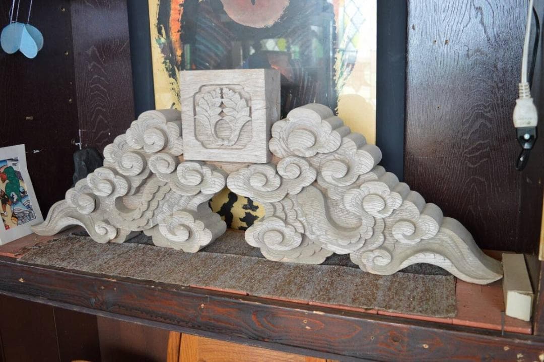 骨董古民具　欅材　木彫り　木調　飾り