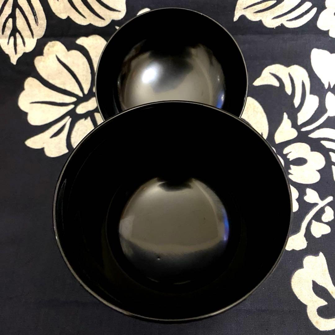 輪島塗　忍紋沈金　木製吸物椀　五客組　共箱有り　高級漆器　羊歯紋　雑煮椀・煮物椀