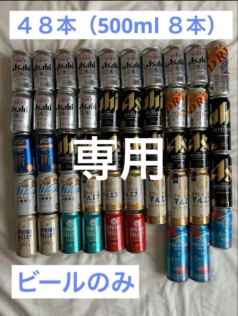ビーンズ：ビールのみ　48本　スパドラ　ビタリスト　一番搾り　マルエフ　他