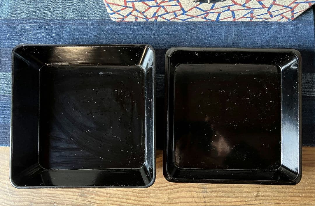 【箱付】漆器 七福神図 盛り絵付け蒔絵 お盆と重箱 アンティーク 骨董品