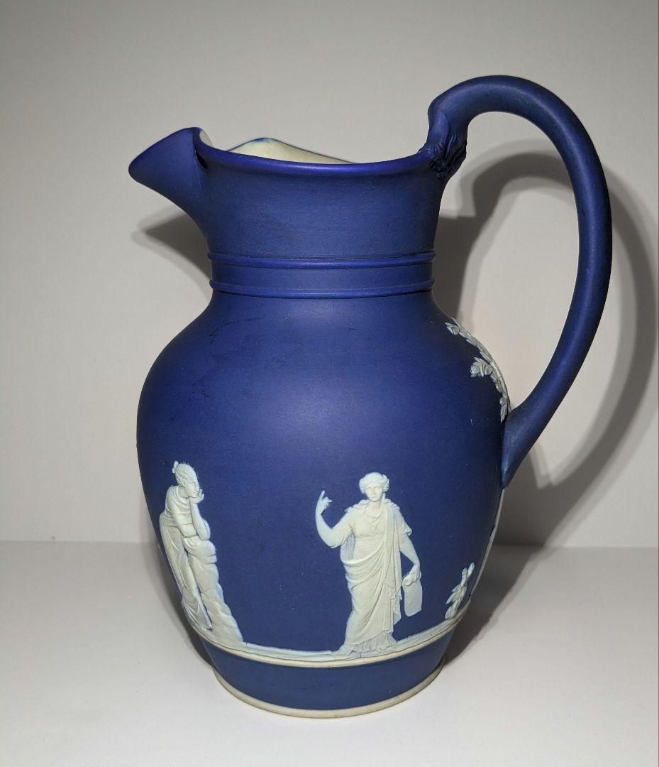 ウェッジウッド　1900年頃製造　ディップドブルー　ジャスパーウェア　ピッチャー