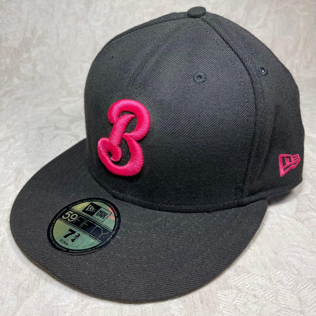 横浜ベイスターズ NEW ERA キャップ 旧ロゴ β ベータ 黒ｘ桃