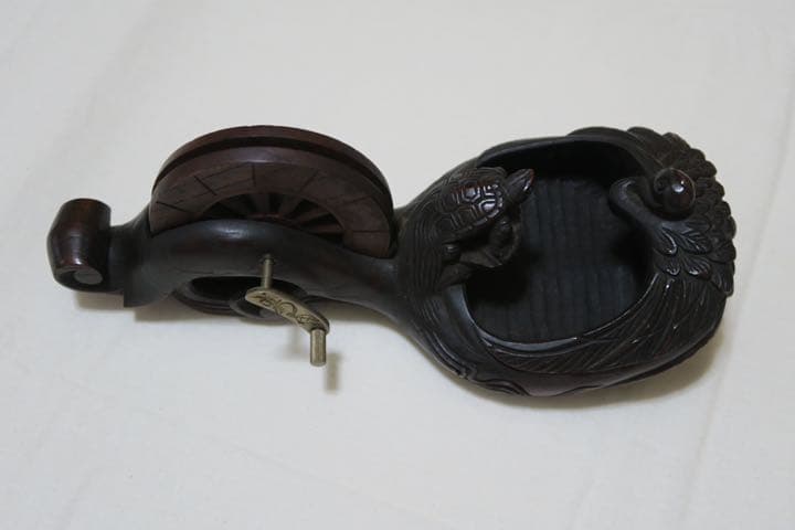 墨壺 鶴と亀 木製