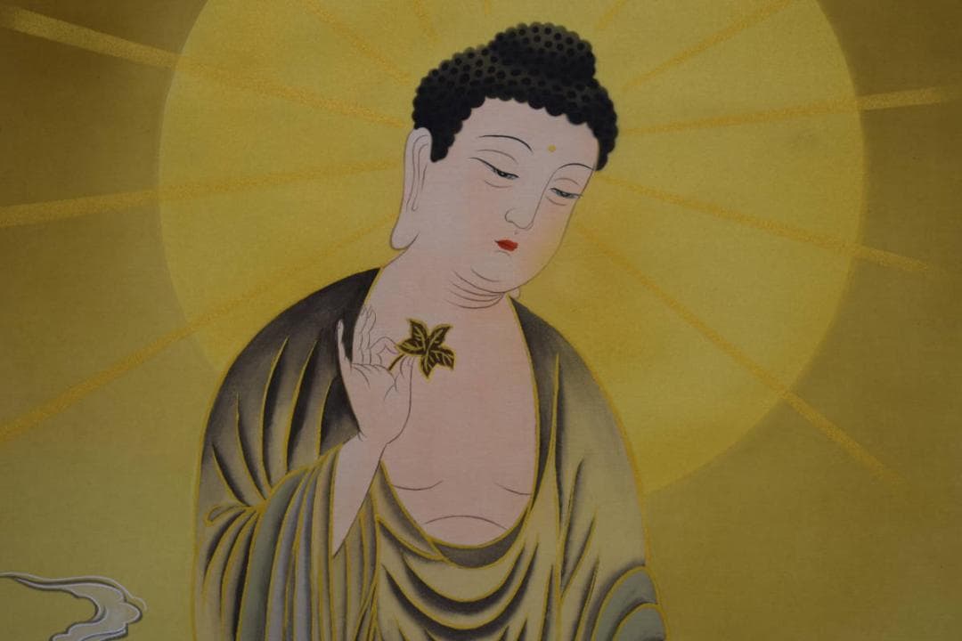 真作/福田素仙/三尊佛図/桐共箱付/布袋屋掛軸HE-951/