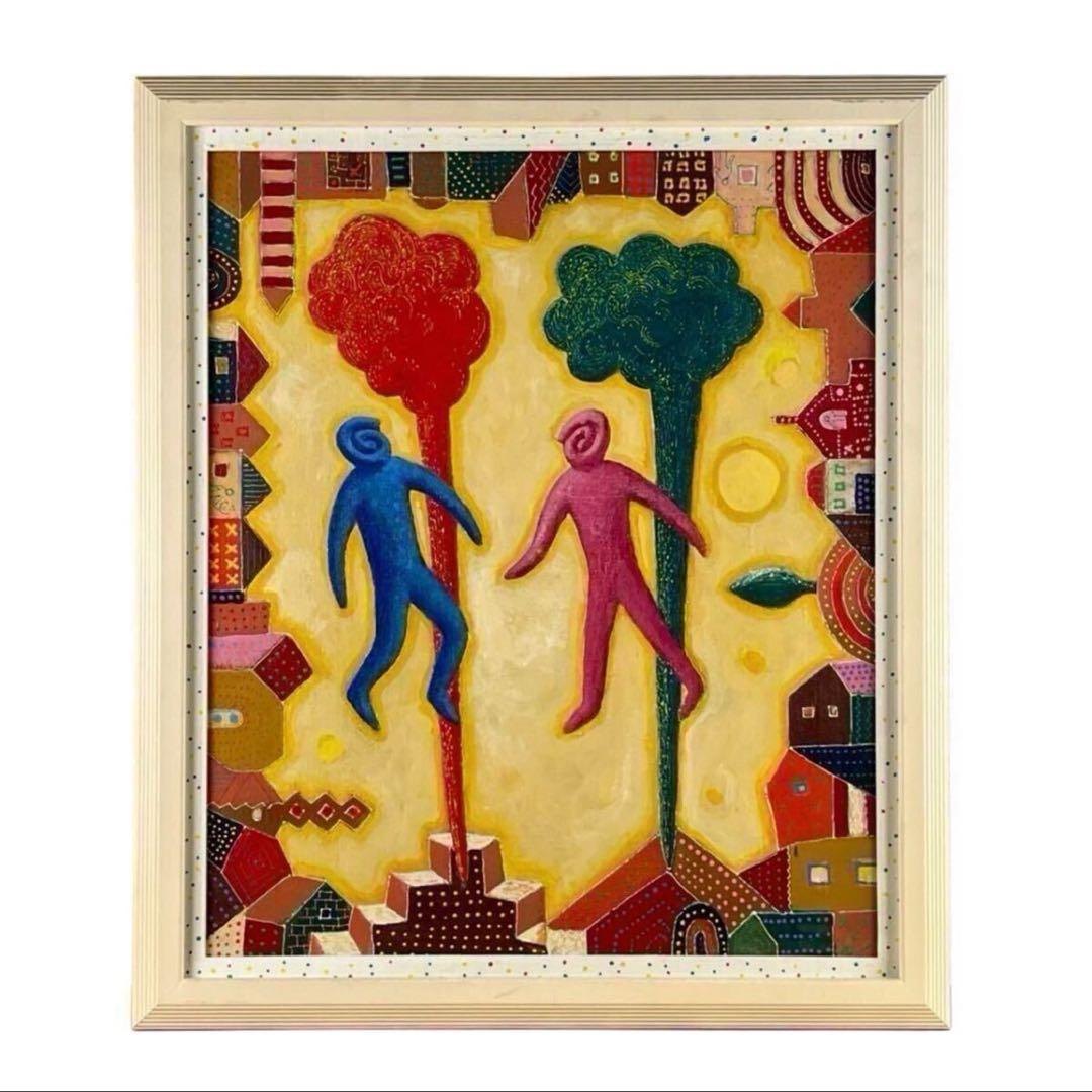 綿引明浩 無題 油彩 抽象画 20号 大作 サインあり 東京藝術大学院卒 一点物