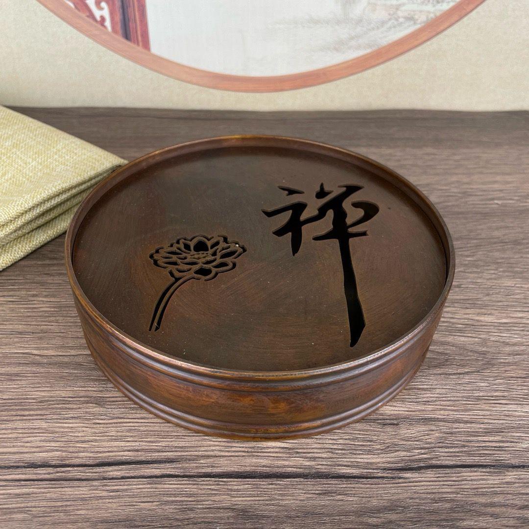 銅製 禅意茶盤 茶洗 茶台 貯水盆 茶道具 装飾品 工芸品 置物