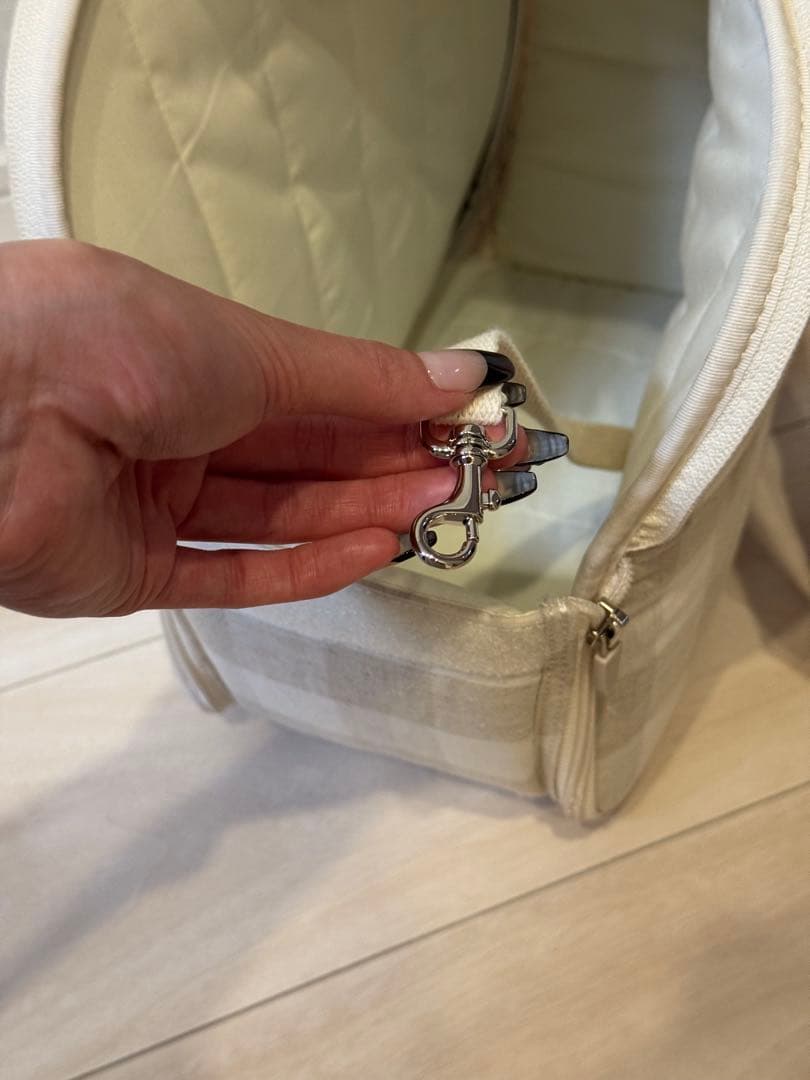 ベージュチェック キャリーバッグ 小型犬用　SMサイズ　ba&ttang