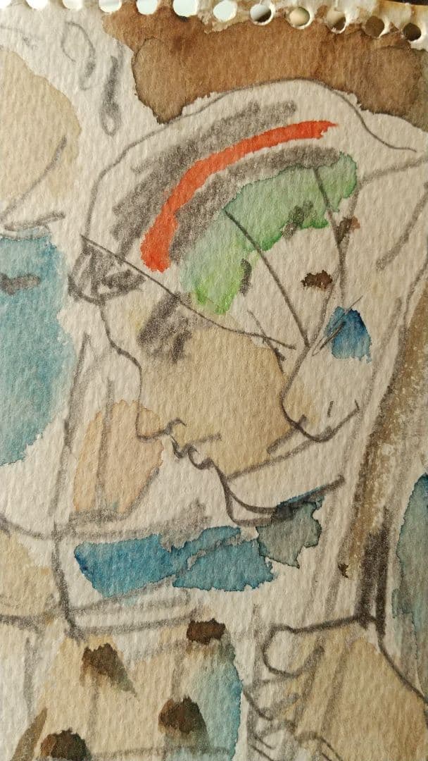 古沢岩美 キリスト誕生 聖夜 水彩まくり クリスマス