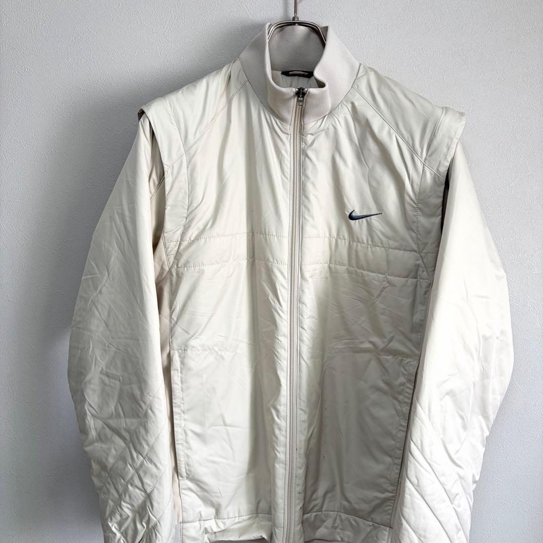 L 白 ナイキ NIKE golf ゴルフ ジャケット ブルゾン 袖取り外し可能