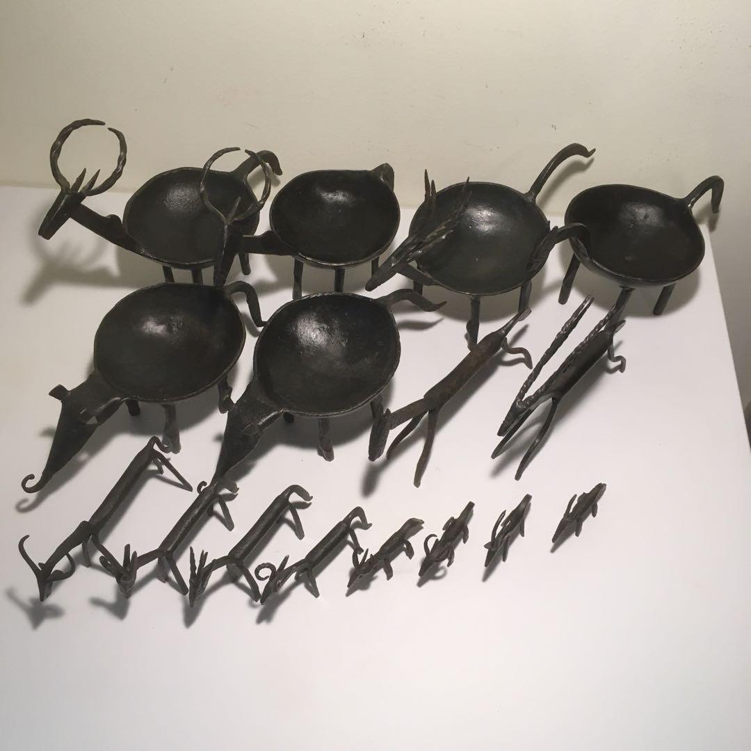 ロートアイアン アニマル 16頭セット ブラック アジアン雑貨