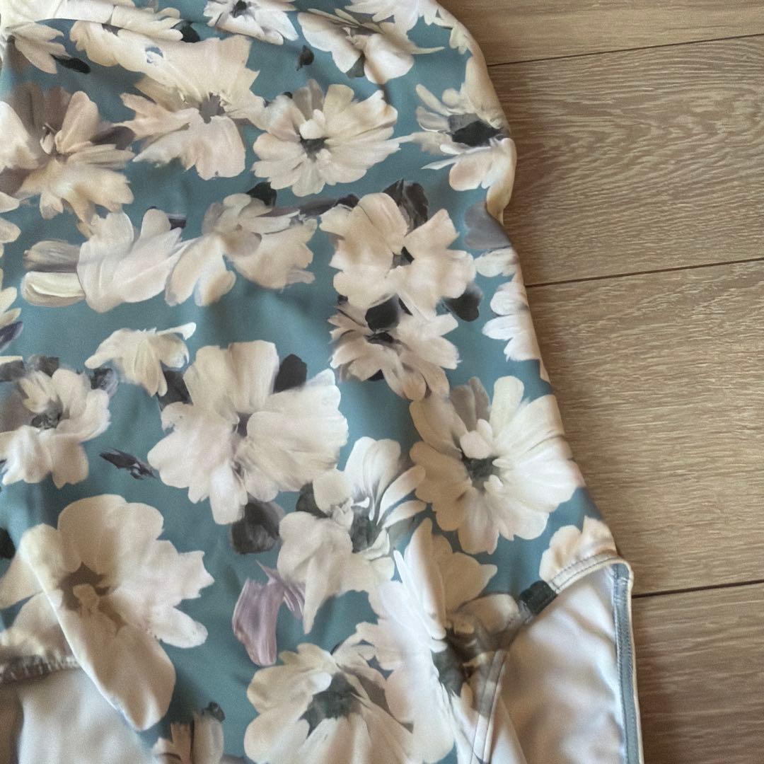 スティナ　Mサイズ　タイプN バッグリボン青と白花柄　レオタード