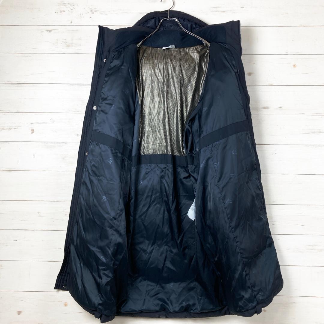 美品　アディダス　ベンチコート　ロング丈スリーストライプス　黒　100　280