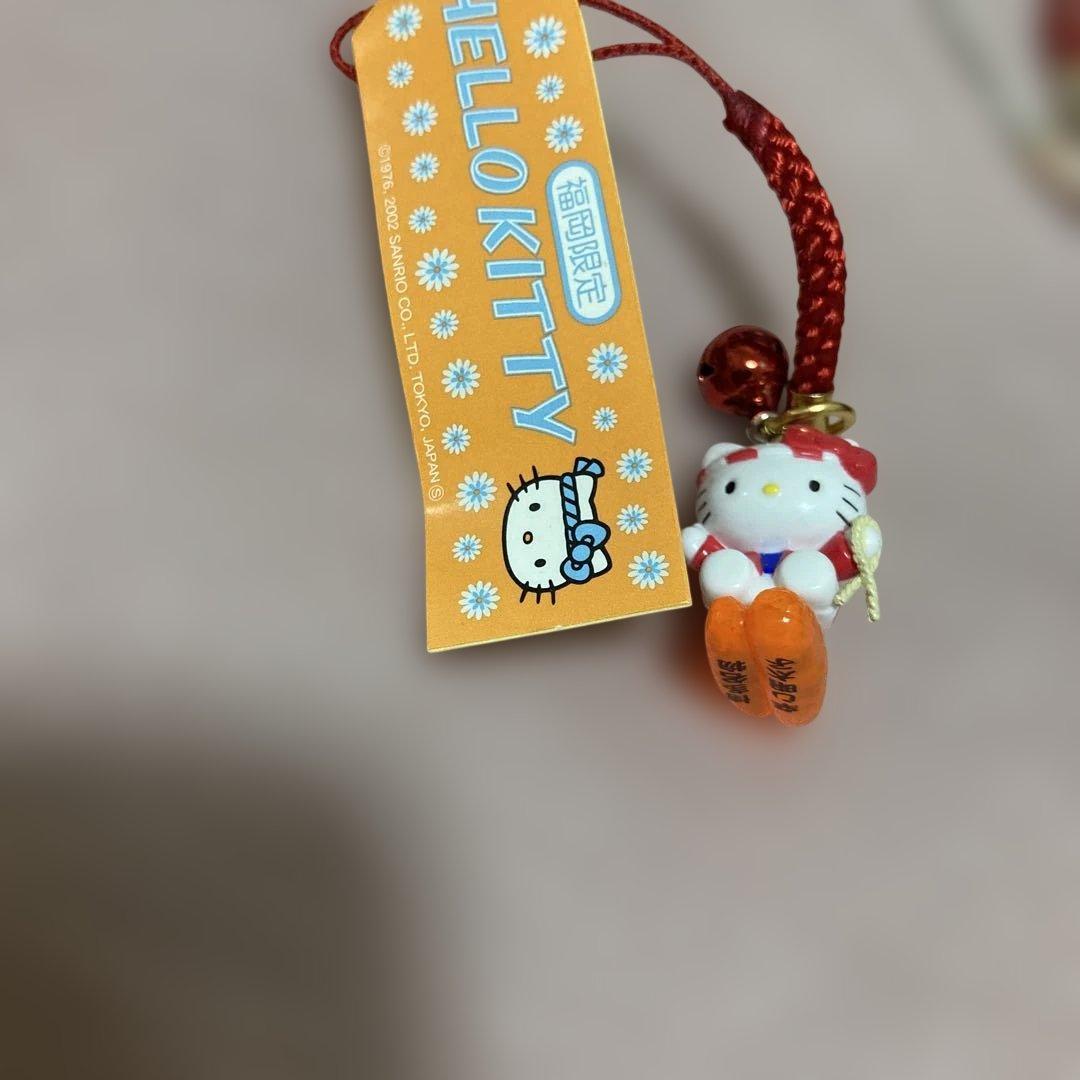 キティちゃん根付けストラップ、指人形、ミニバック