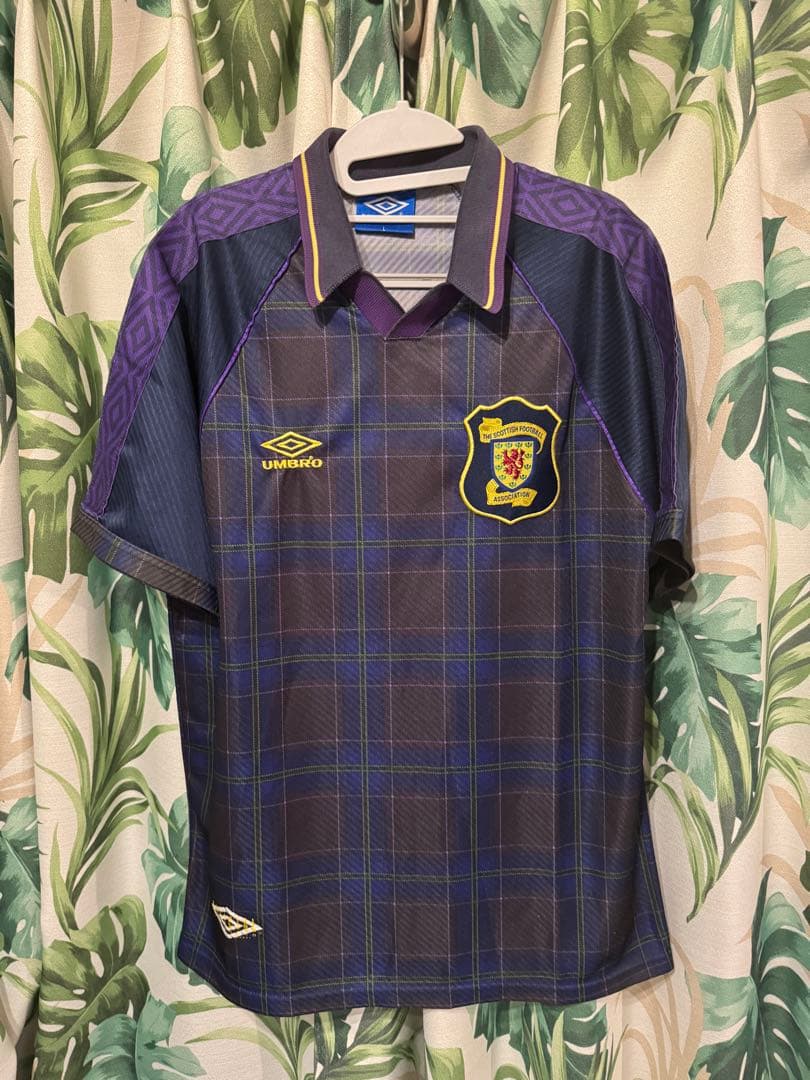 90sスコットランド代表ユニフォームUmbro チェック柄サッカーシャツ