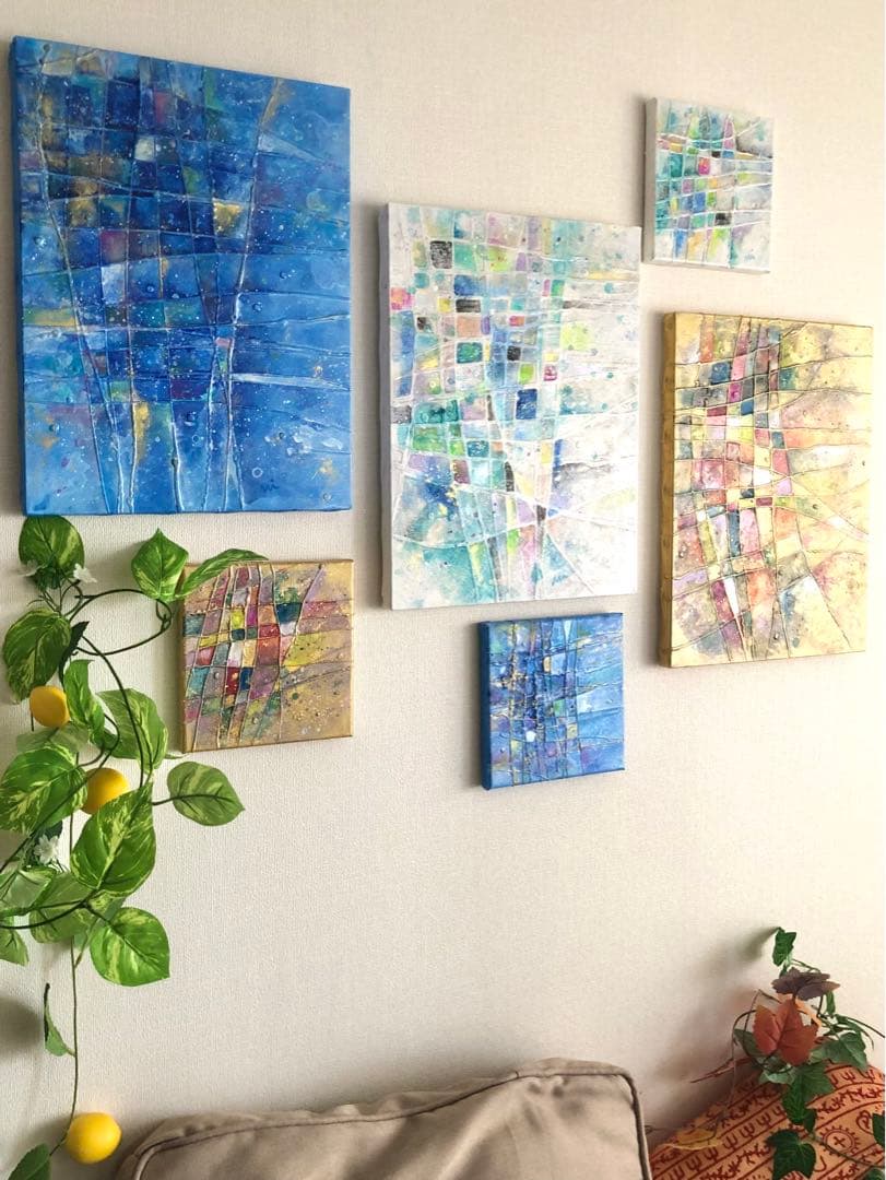 ミ*ス様 アクリル画　ひかるせかい。空の思い出　F6号キャンバス