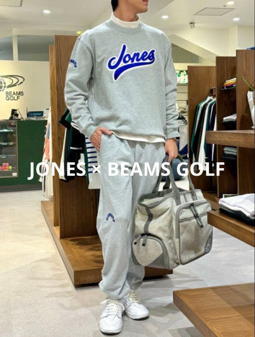 JONES × BEAMS GOLF / 別注 ロゴ刺繍 クルースウェットシャツ