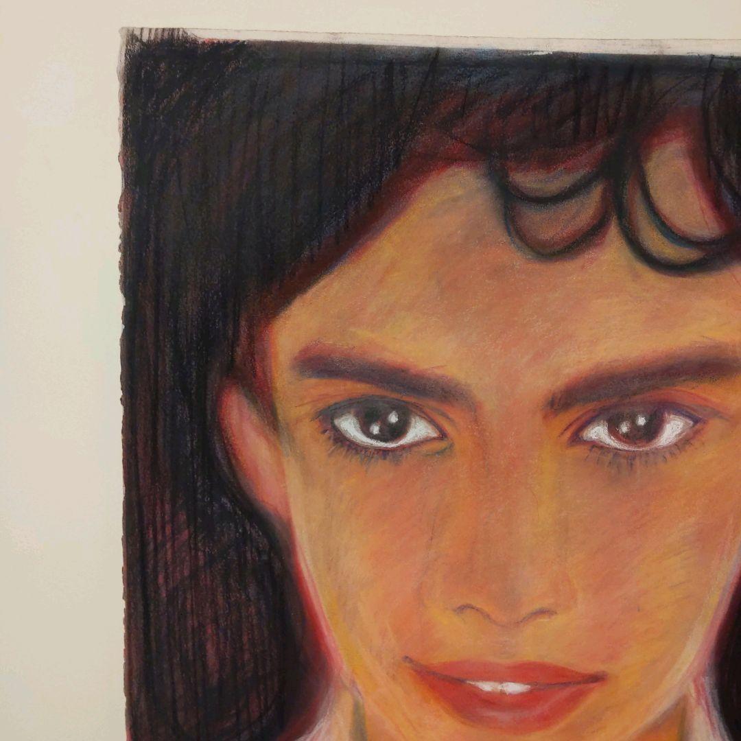 パステルドローイング　無題　少女　額装なしです。