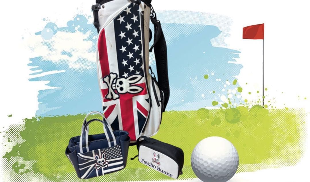 Psycho Bunny キャディバッグ アメリカ・イギリス国旗デザイン