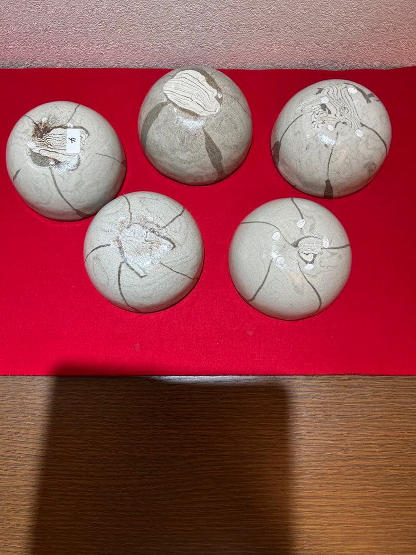 人間国宝 松井康成　練上椀　小鉢5客共　箱あり