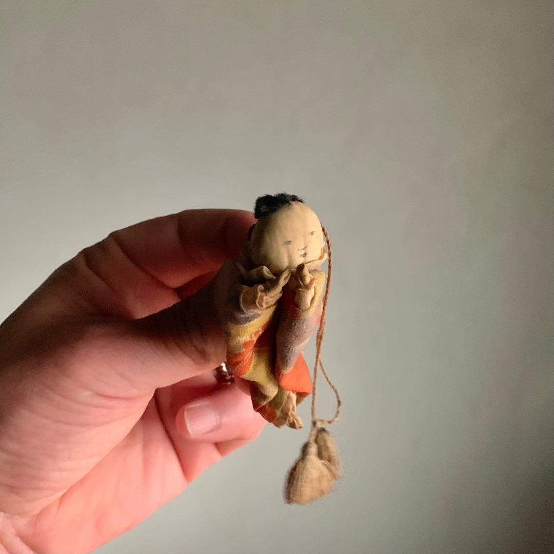 明治〜大正時代 吊るし飾り 子供の御守り 顔あり 縮緬細工 古道具 アンティーク