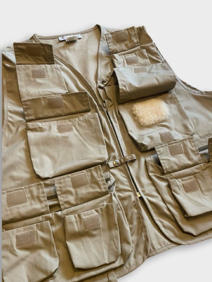 90s Columbia PFG ベージュ フィッシングベスト 6ポケット 美品