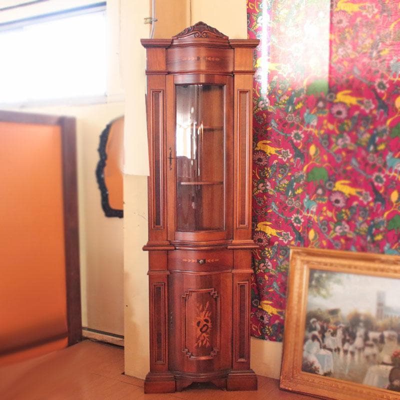 コーナーガラスキャビネット 食器棚 ヴィンテージ 西洋家具 122-311