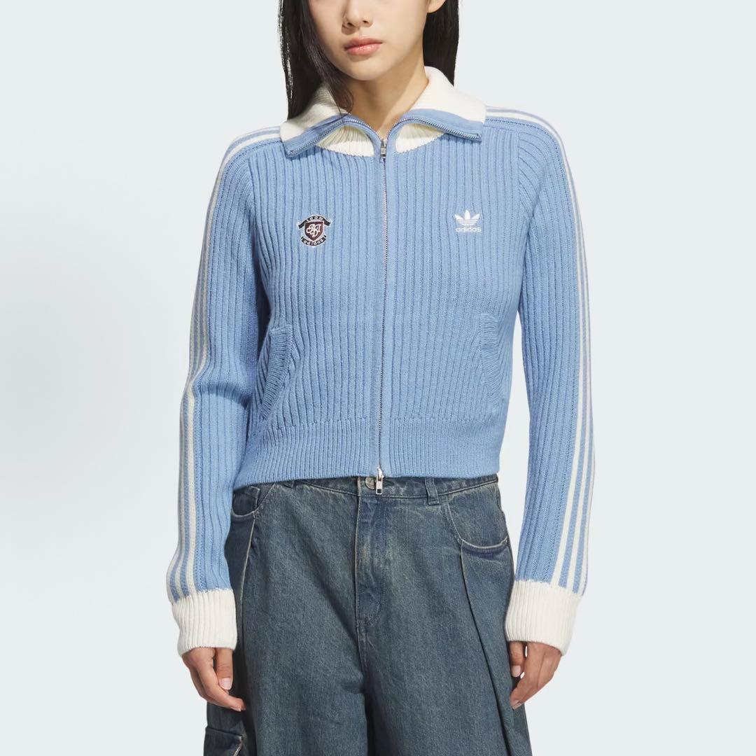 海外限定XS Adidasジップアップ ニットジャケット KF0719