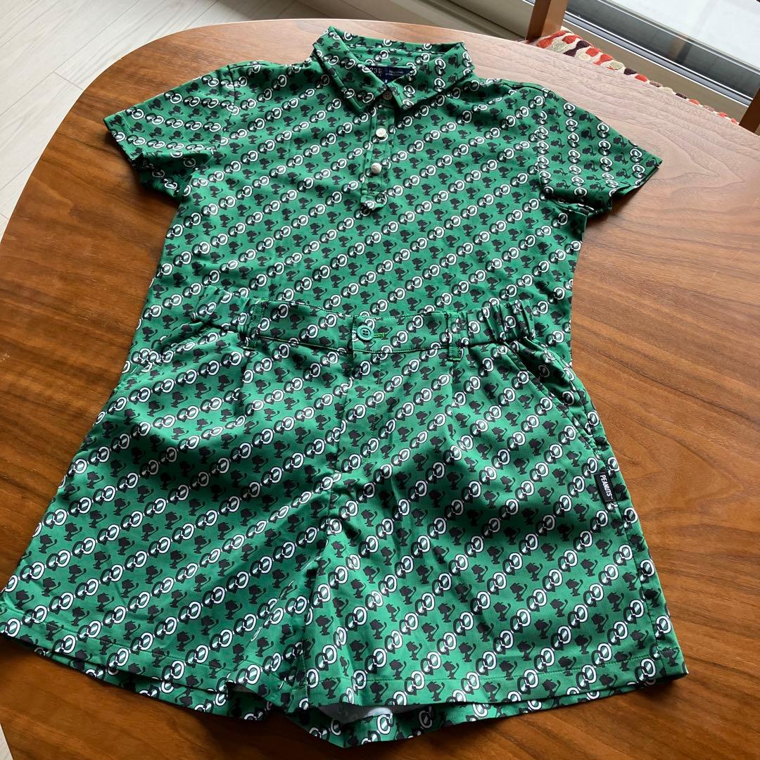 SNOOPY 緑色ポロシャツ・ショートパンツセット