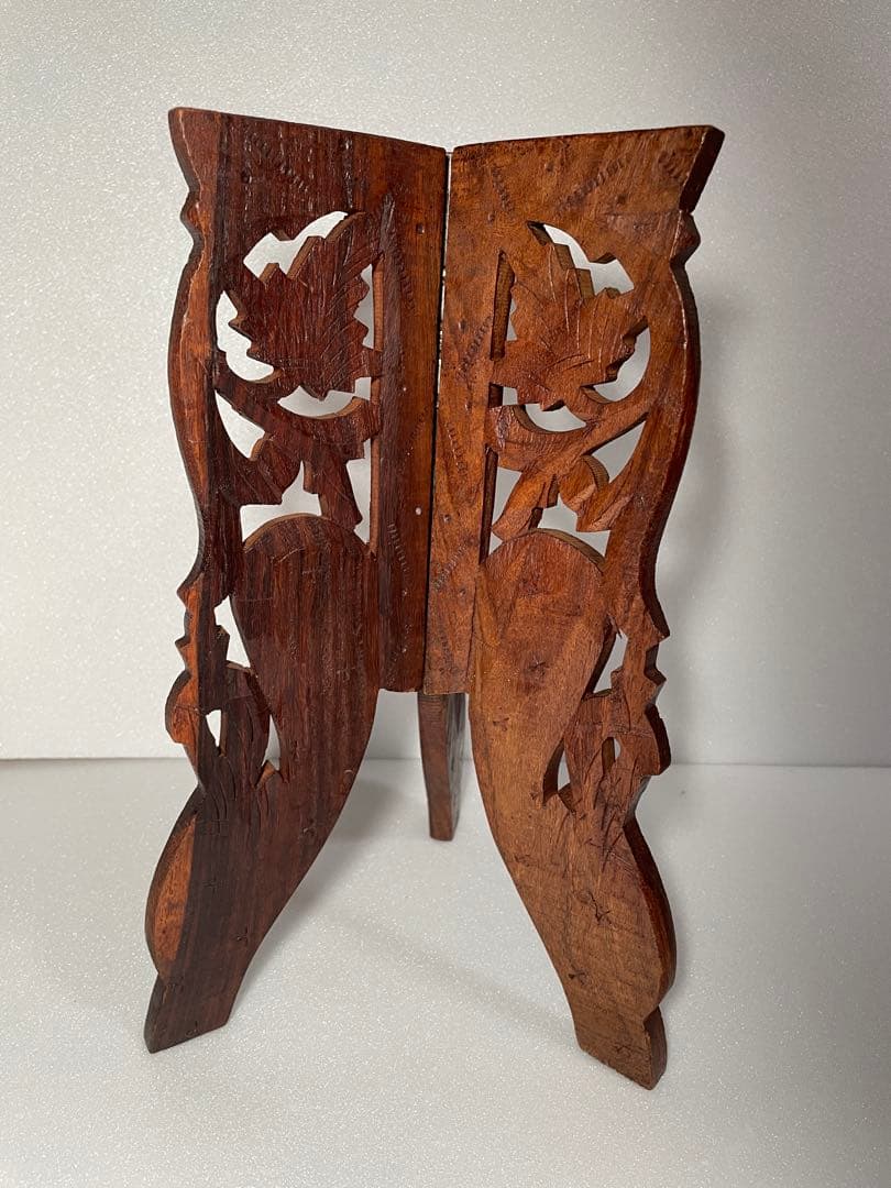 木製の葉模様トレイとスタンドセット