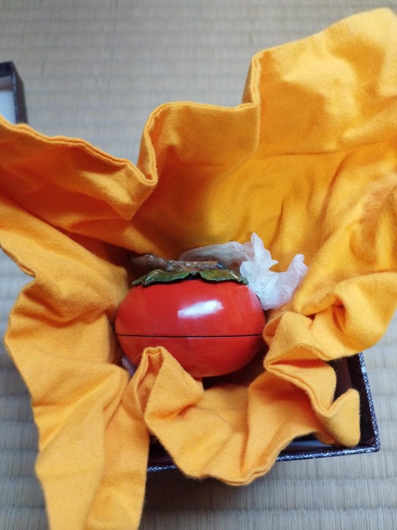 送料無料　超希少【超絶技巧】 輪島塗 柿香合 秘法乾漆造り塗師　川岸充雅造 共箱