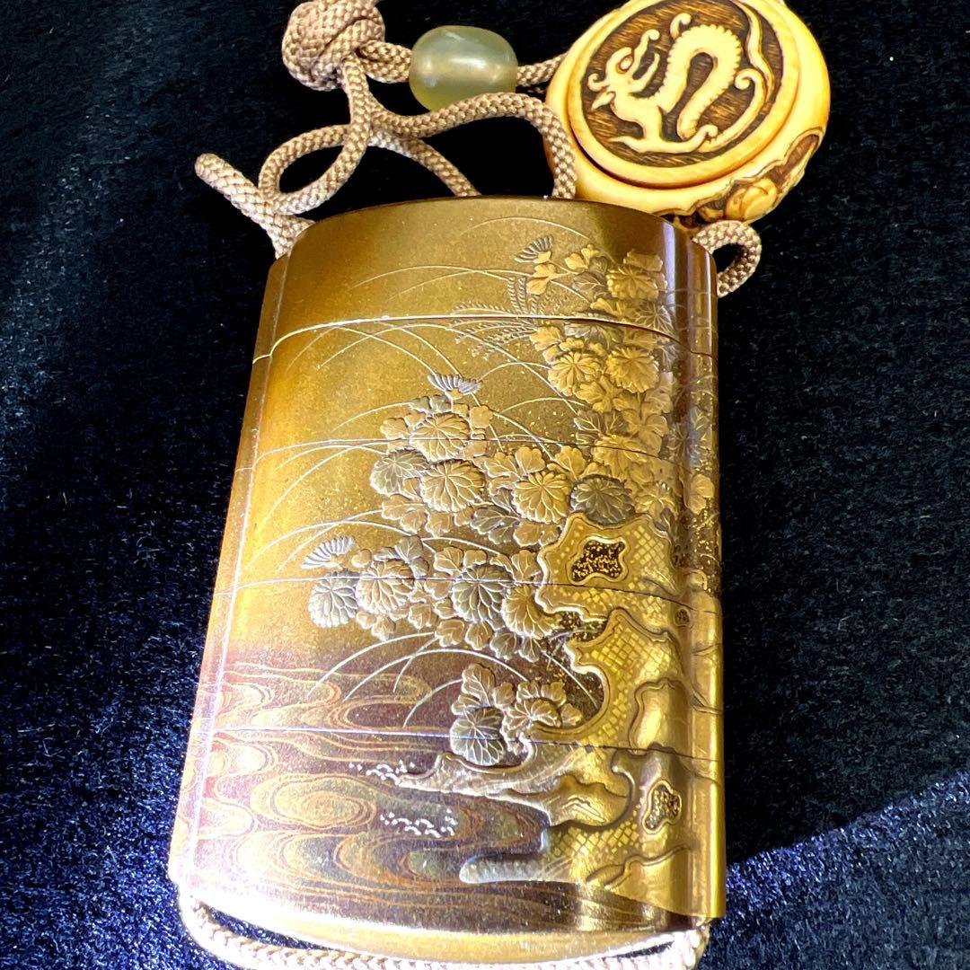 在銘　極上蒔絵　饅頭根付印籠　40g 東Y7-1219☆2Fチコチル