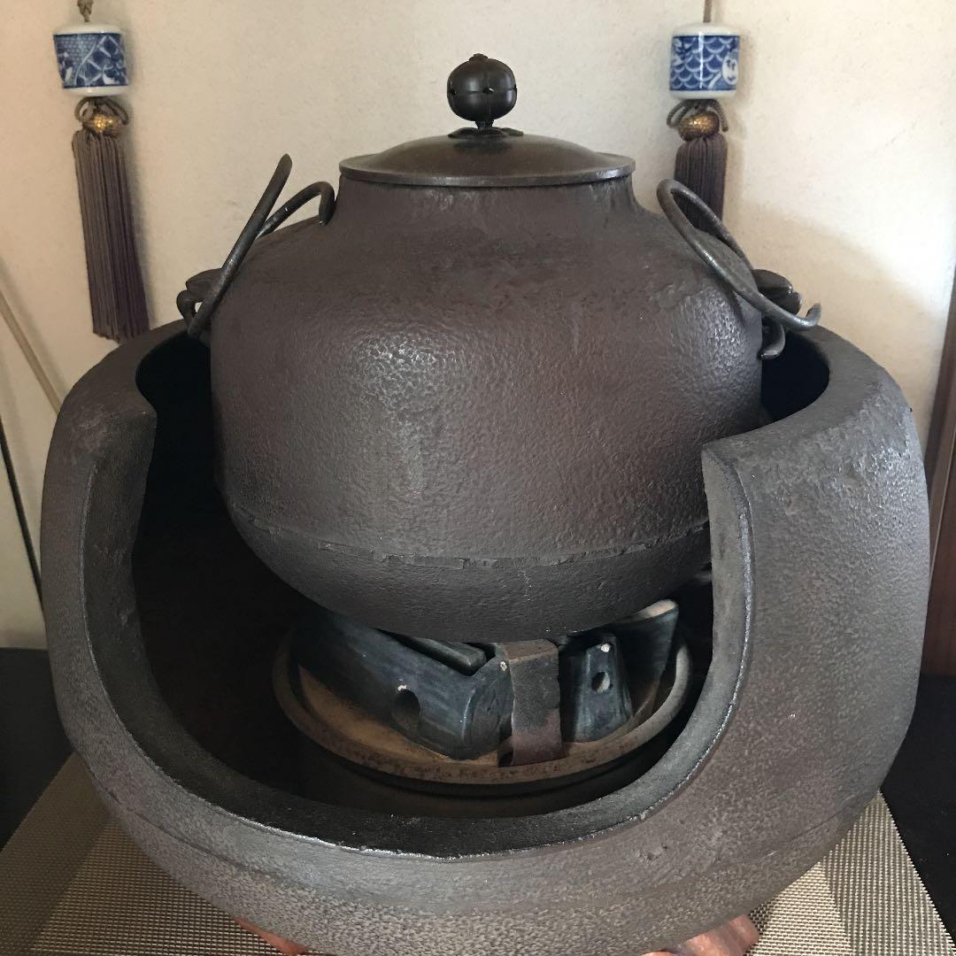 茶釜　鉄釜　炭型電熱器