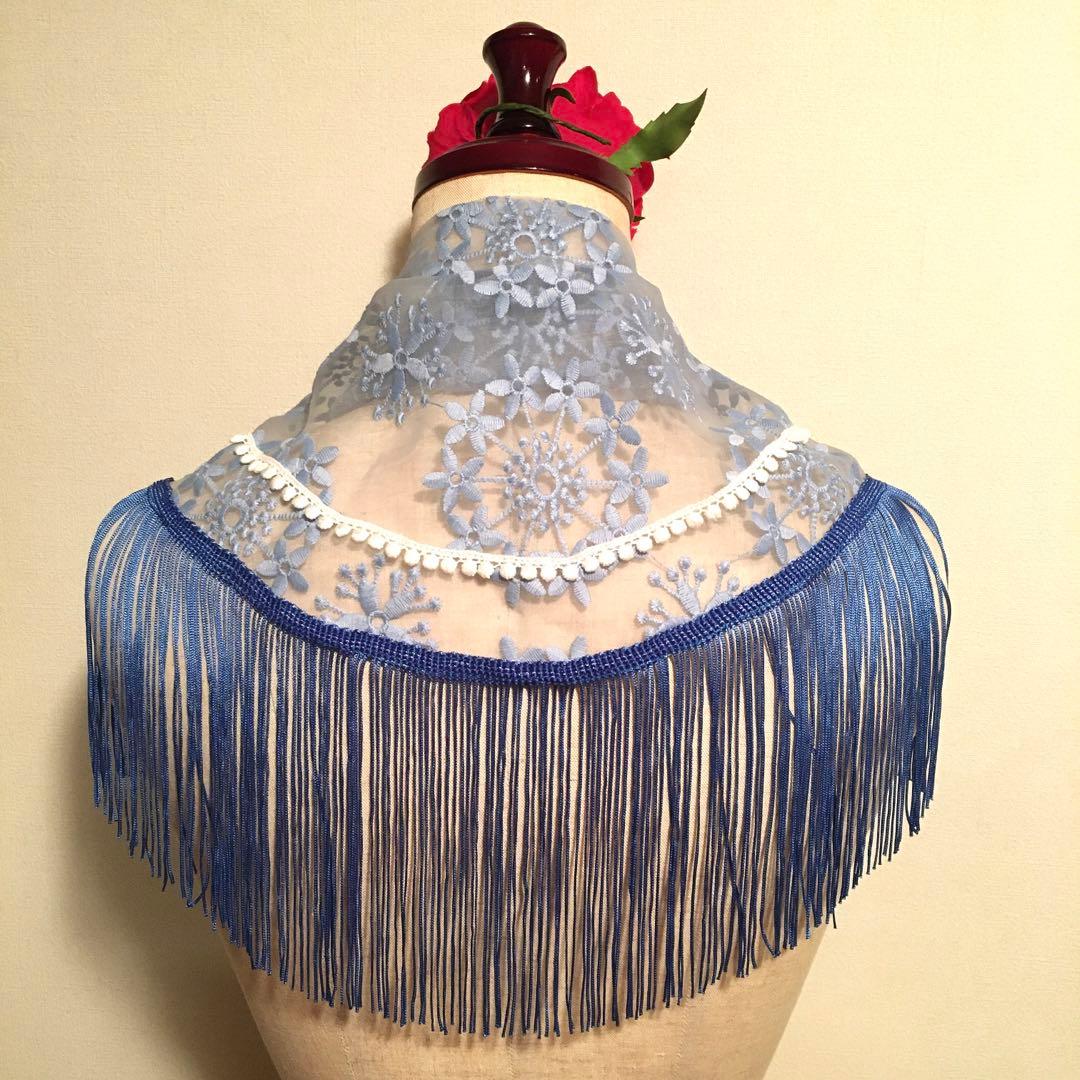 フラメンコ 衣装 シージョ 花柄刺繍 ブルー系