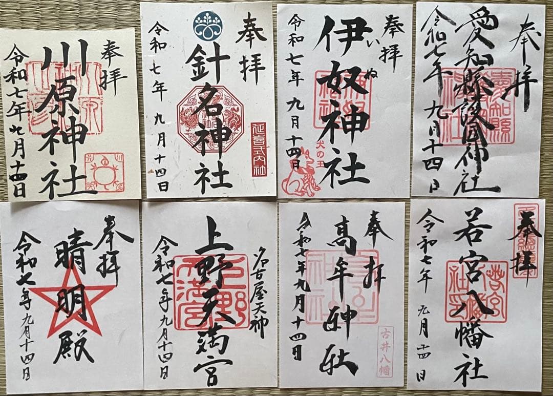 現品限り　名古屋　神玉巡礼　御朱印　７社　８枚セット