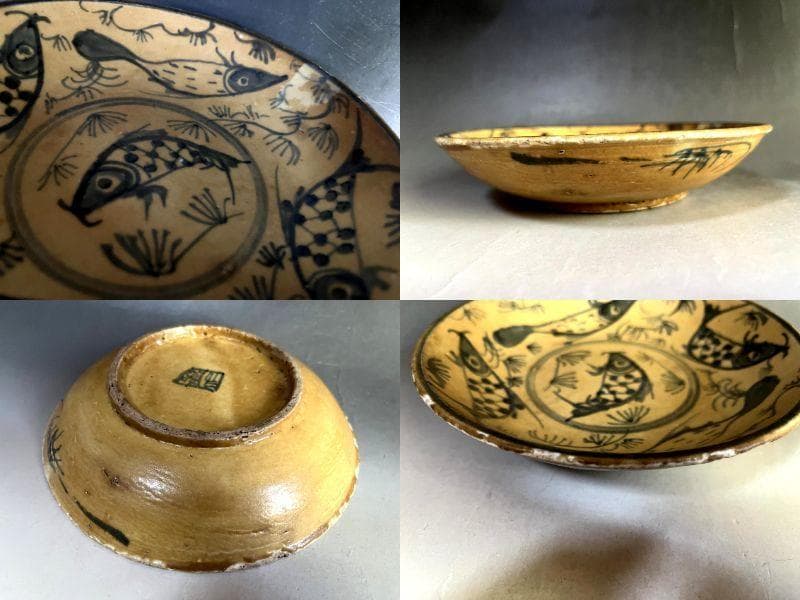 皿■染付魚紋 支那皿 古皿 古玩 唐物 中国 古美術 時代物 骨董品■