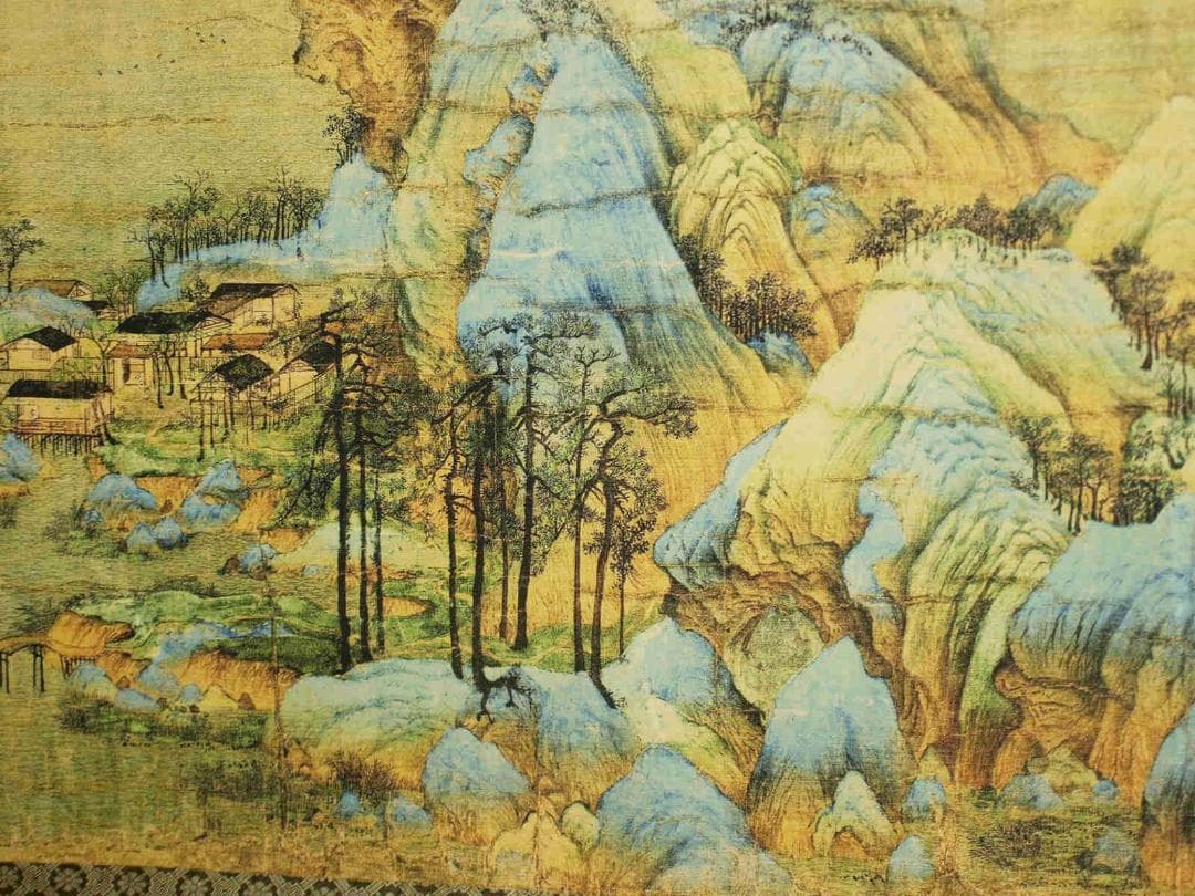 中国北宋時代　千裹江山図　人物掛け軸　激安骨董品　捲り BD648A13-3