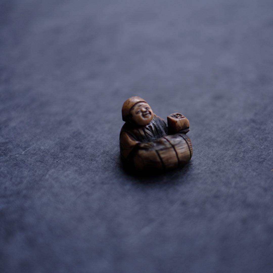 江戸時代 翁　根付　 牙刻　江戸期　在銘　東洋彫刻