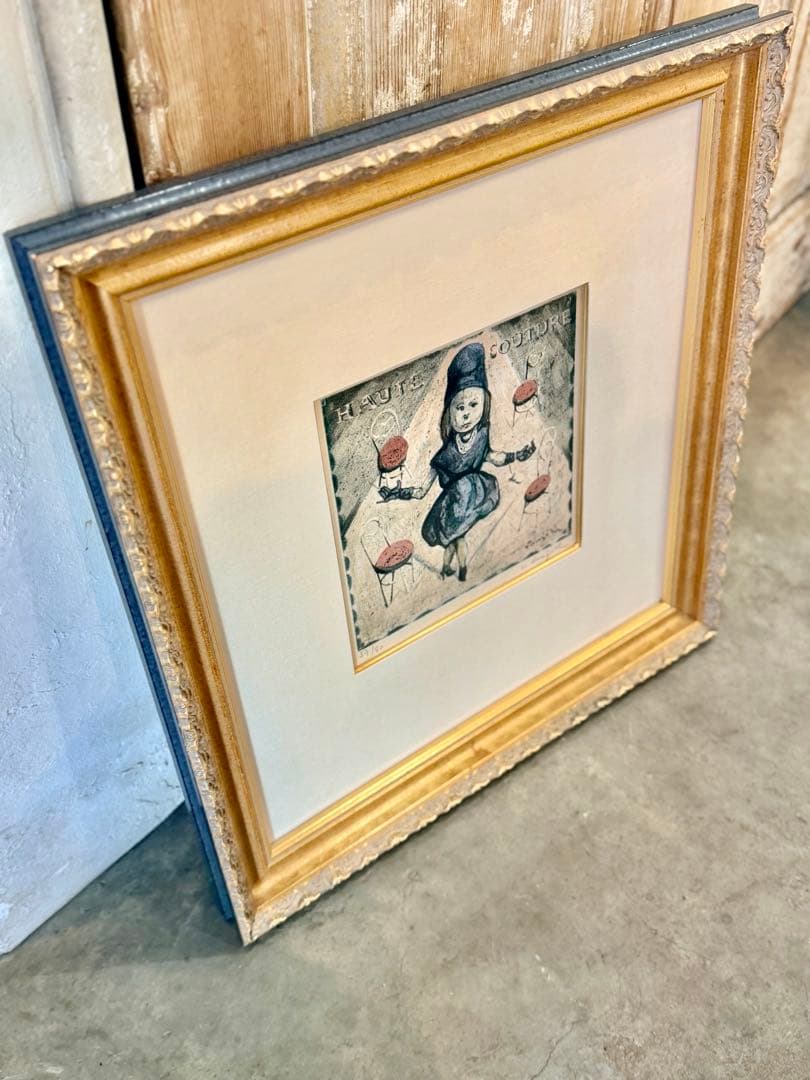 藤田嗣治（レオナール・フジタ）によるリトグラフ 「オートクチュール」「四十雀」