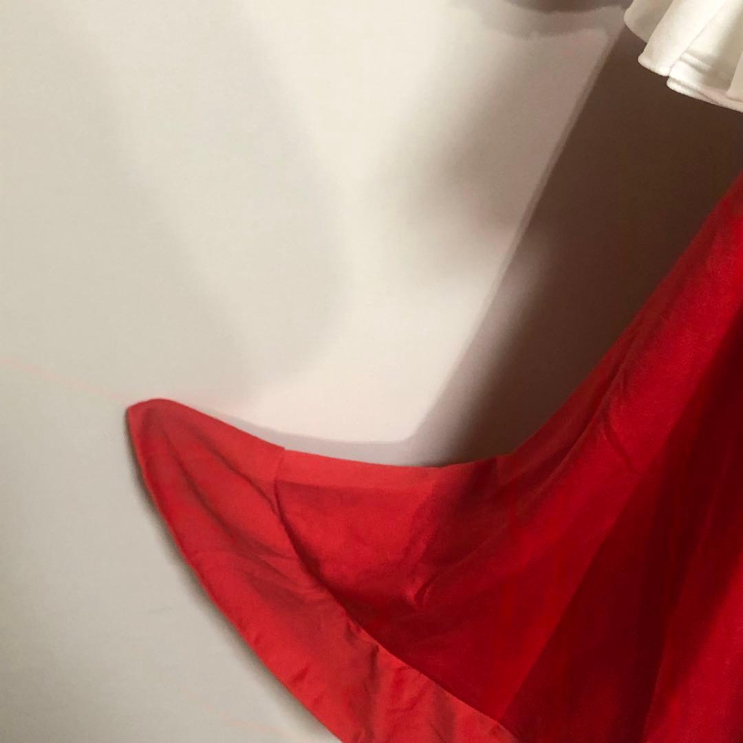 スペイン直輸入★8歳用フラメンコファルダ&レオタードセット 赤白