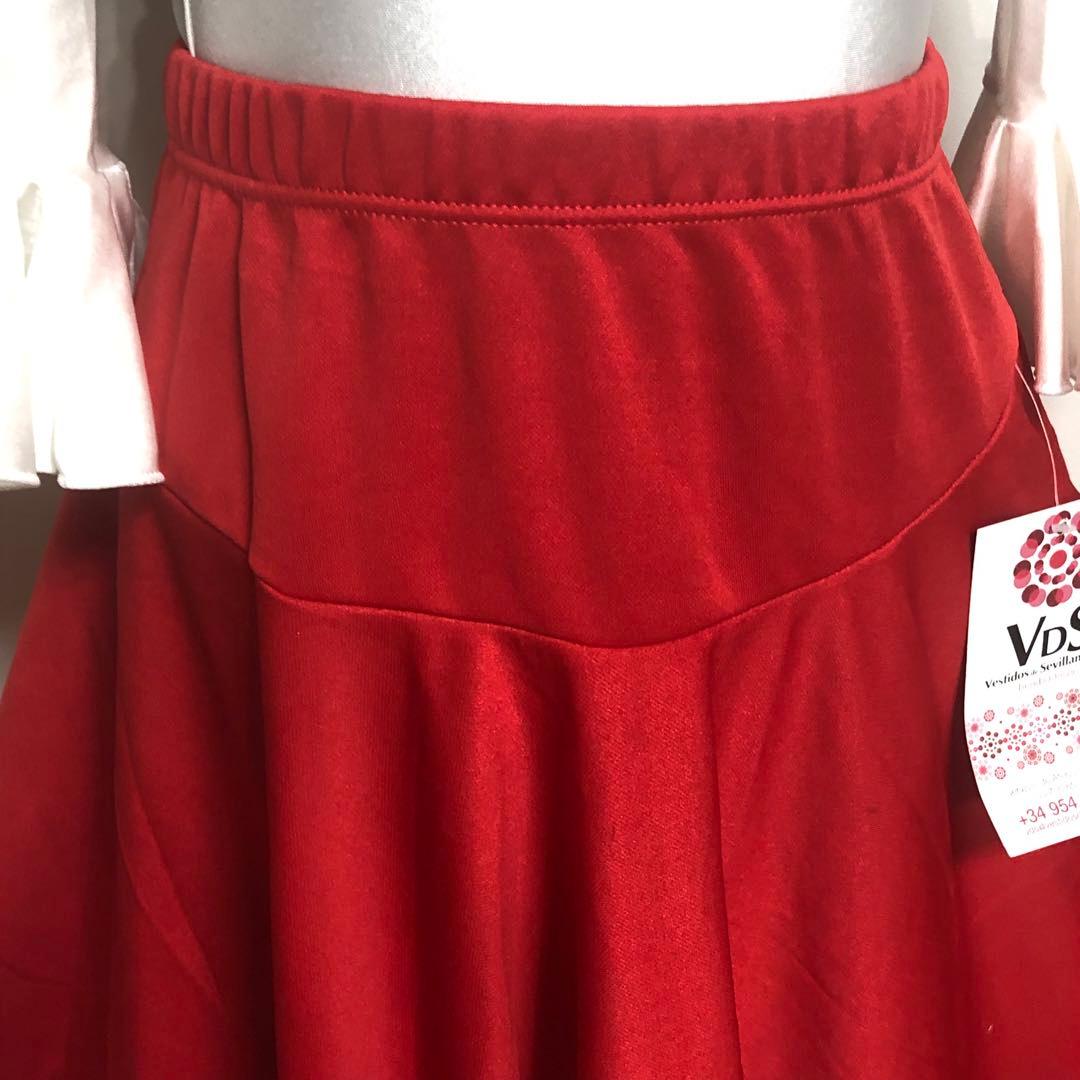 スペイン直輸入★8歳用フラメンコファルダ&レオタードセット 赤白