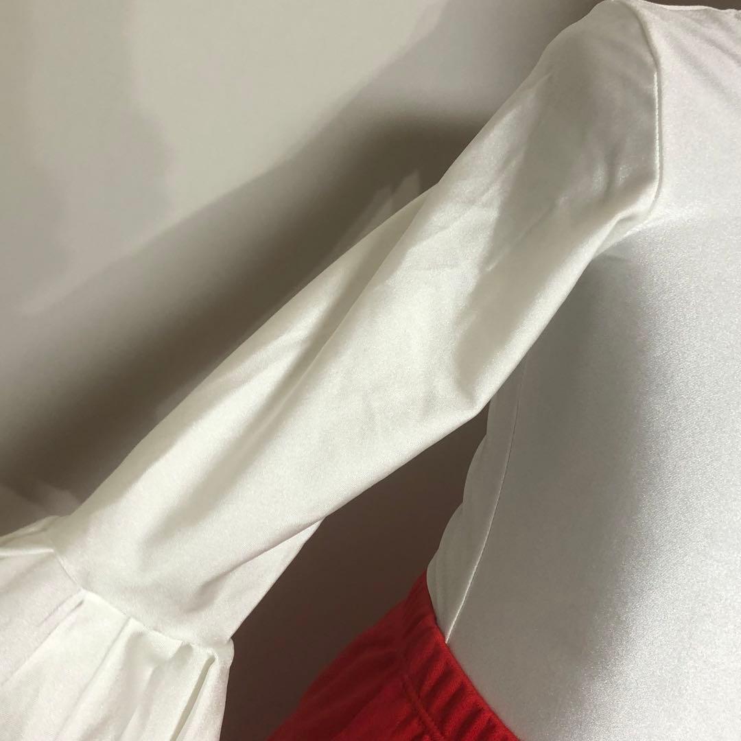 スペイン直輸入★8歳用フラメンコファルダ&レオタードセット 赤白