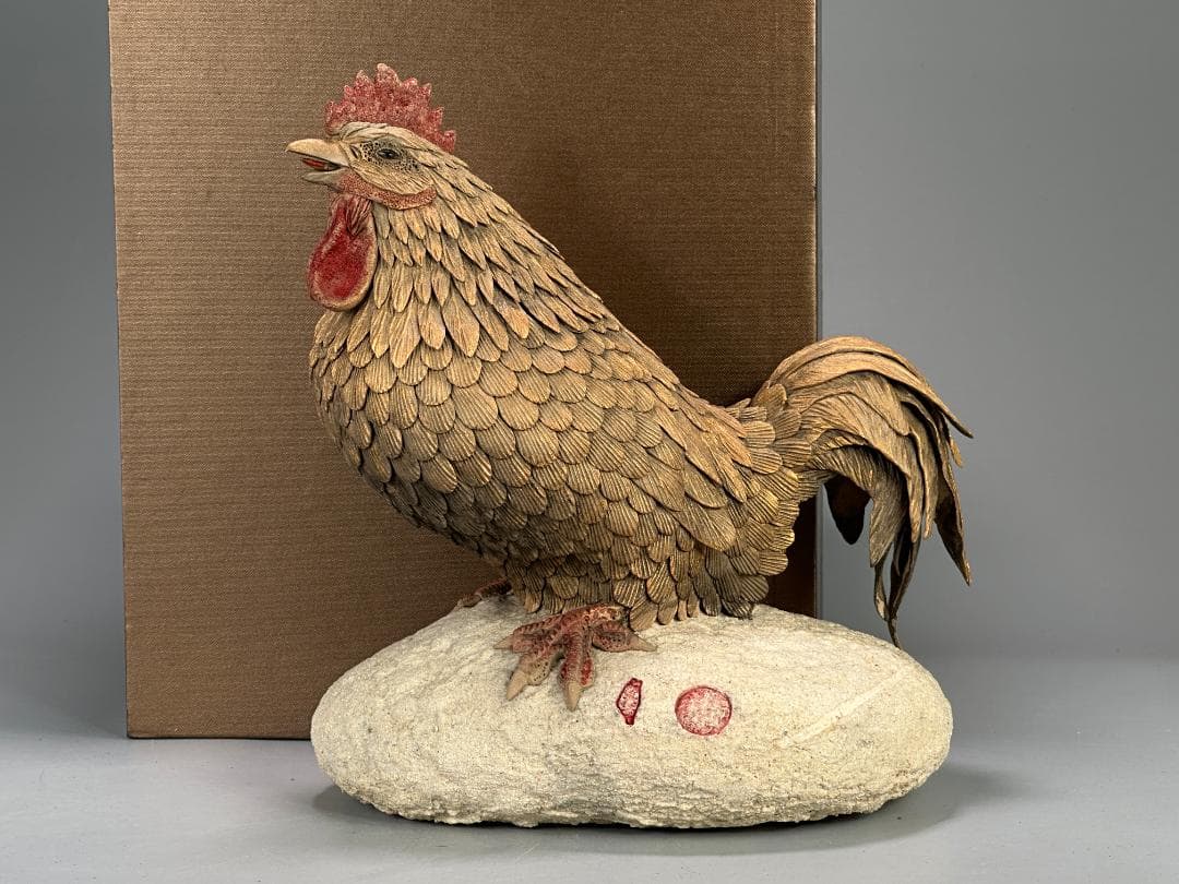 台湾陶磁　作家品　郭金蒼　在銘　鶏　置物　縁起物