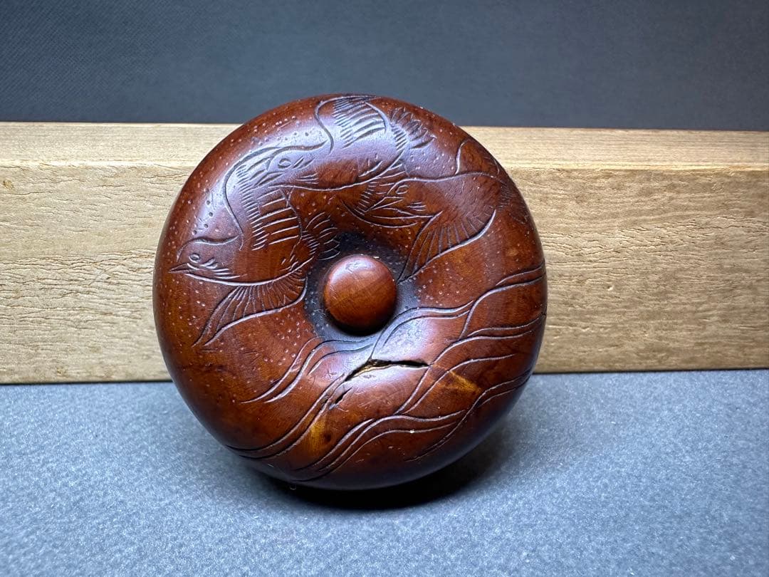 江戸時代　江戸期　極上　木彫り　饅頭根付　提げ物　古美術品　 置物　彫刻