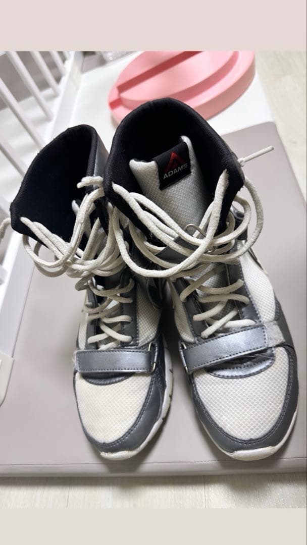 ADAMSボクシングシューズ ハイカット ホワイト/グレー