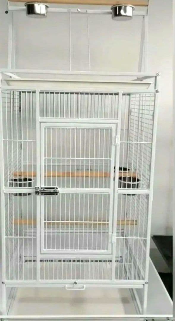 大型⑥バードケージ インコ オウム 鳥かご スタンド キャスター 白 えとぴりか