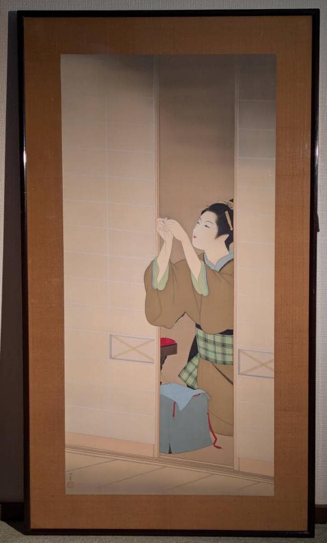 【真作】【複製】複製画　上村松園　夕暮　講談社　箱・黄袋入　Z68